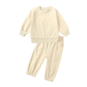 Ensemble de survêtement pour enfants de haute qualité, taille plus, uni, 2 pièces, sweat-shirt et pantalon de jogging, vêtements pour bébé personnalisés, survêtement de jogging pour garçon - Product Image 1