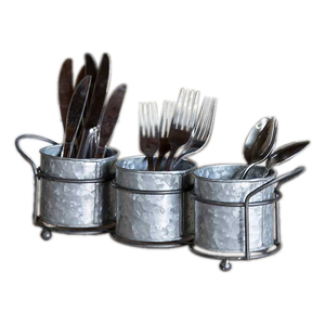 Decorative <b>Utensils</b> Holder for Forks Knife & Spoons Metal <b>Utensil</b> Holder Silverware Organizer Galvanized Caddy - Product Image 5