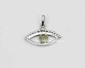 Colgante de piedra natal del mes de octubre del estilo del ojo de Prehnita verde de plata esterlina sólida 925 - Product Image 2