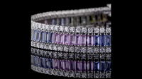 Pulsera de tenis de lujo blanca chapada en oro de 14K con rodio, con múltiples gemas de zafiro de corte brillante y diamantes cultivados en laboratorio, certificada por IGI