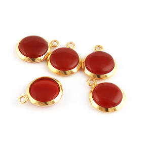 Raviving collection 12mm rond cornaline plaqué or connecteur simple bail réglage de lunette épaisse bricolage pendentif charmes composants - Product Image 3