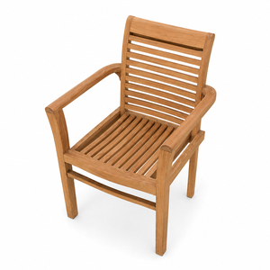 Outdoor <b>Dining</b> Modern Solid Teak Wood Stackable Juno <b>Stacking</b> Armchair Space Saving Patio Garden Hotel Resort Furniture B2B - Product Image 4