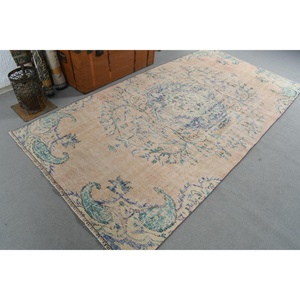 Alfombra Turca Vintage de Lana Azul, 4.5x8.8 pies (137x269 cm) - Product Image 4