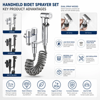 Ensemble de pulvérisateur de bidet mural avec valve en laiton, kit de nettoyage de toilettes portatif pour hôtels et appartements