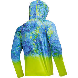 Sublimación Impresión Ropa de pesca Ropa deportiva 100% Poliéster Spandex UPF Protección solar Manga larga Rendimiento Pesca con capucha - Product Image 2