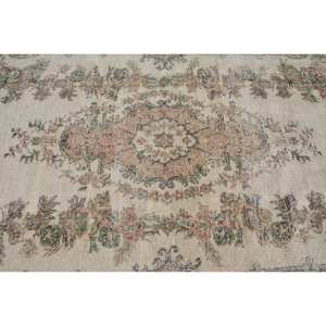 Vintage Turkish <b>Rug</b> Classic Beige Green 5.3 X 9.9 ft Patchwork <b>Boho</b> Flat Weave Wool for Living Room Jute with Latex Backing - Product Image 5