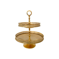 Meistverkaufter 2-stöckiger Goldener Metall-Kuchenständer Umweltfreundlich Modern Hochzeits-Geburtstags-Party-Deko Luxuriöses Dessert-Serviertablett