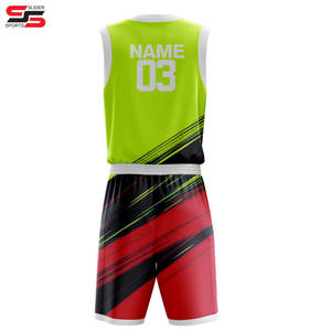 Dernier modèle Impression par sublimation Maillot et pantalon de basket-ball en gros Uniformes de basket-ball réversibles pour jeunes personnalisés - Product Image 2