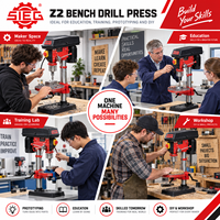 Perceuse à colonne SIEG Z2 16 mm 550 W 16 vitesses, broche MT2, table inclinable, 220-240 V, garantie 1 an pour atelier et éducation, certifiée GS CE