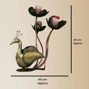 เชิงเทียนรูปดอกบัวและนกยูง สำหรับงานเทศกาล ดีวาลี งานแต่งงาน ตกแต่งบ้าน ของขวัญองค์กร ขายส่งจำนวนมาก ส่งออก - Product Image 5