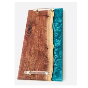 High Quality Luxury Resin Wood Serving Tray Epoxy Serving Tea Breakfast Food Serving Tray Wholesale <b>Restaurant</b> & <b>Hotel</b> <b>Supplies</b> - Product Image 3