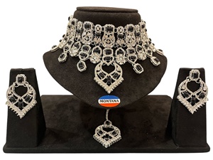 Conjunto de collar de Gargantilla clásico elegante con pendientes para fiesta de boda de mujer y idea de regalo de aniversario - Product Image 5