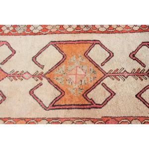 Alfombra Turca de 3.4x10.6 pies, Alfombra Vintage, Alfombra de Lana con Diseño de Camuflaje Naranja Marrón - Product Image 4