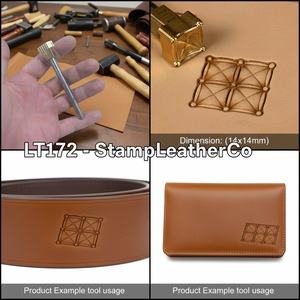 LT172 Tampon en cuir à lignes géométriques 14x14mm (5/9 \ "X 5/9 \") pour l'artisanat du cuir - Product Image 1