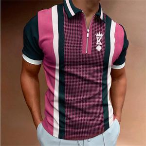 <b>Men's</b> Polyester Knitted <b>Short</b> Sleeve for Shirt Casual Anti-Wrinkle Pullover with Pocket Custom Printed - Product Image 4