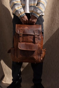 Handmade Vintage Leather <b>Rucksack</b> Personalised <b>Laptop</b> Backpack for Men Women Sport Style Trekkin Hiking Duffle <b>Bag</b> for Travel - Product Image 2