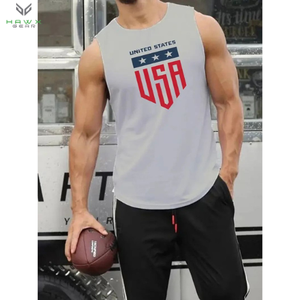 Camiseta sin mangas transpirable para deportes diarios para hombre, cómoda, sin relleno, sin mangas, chaleco de cuello estampado Simple, camiseta sin mangas de talla grande para hombre - Product Image 2