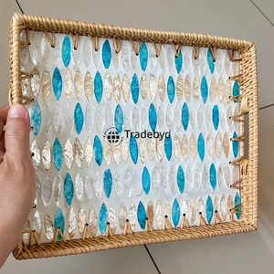 Elegante Bandeja de Ratán Hecha a Mano, Bandeja de Mesa Moderna, Calidad Premium, Almacenamiento y Decoración Móviles, Ideal para Regalos y Servicio, Tradebyd - Product Image 4