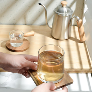 Sous-verres en bois de haute qualité, sous-verres carrés et ronds personnalisés de qualité supérieure, ensemble de 4 pièces pour le bureau et la maison, dessous de verre - Product Image 2