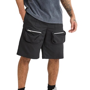 New Design Custom Two Zipper Pockets Front Men's Fashion Wear 100% Cotton Solid Customizable Color Streetwear Short <b>Elastic</b> - Product Image 2