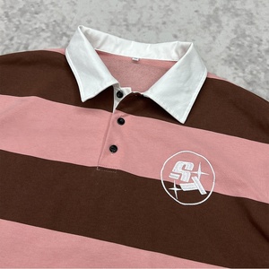 Camiseta Premium de Corte Cuadrado, Bordada, Gruesa, Personalizada, Estilo Rugby, Polo a Rayas, Streetwear, Algodón, Manga Larga, Talla Grande - Product Image 3