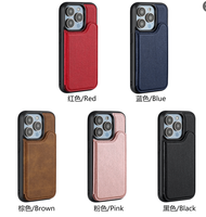 Étui de téléphone pliable en cuir magnétique TPU+PU+PC avec fente pour cartes et support pour 13/14/15/16/17 Pro/Max, logo personnalisé