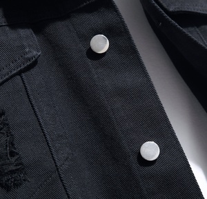 Wholesale Custom logo <b>Blue</b> Jean Jacket Plain <b>Men</b> Denim Jacket Black Dye <b>Men's</b> Denim Jacket Button Closure Washed Denim Slim Fit - Product Image 5