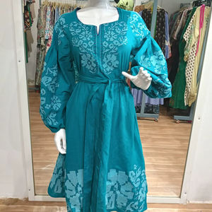 Vestidos Elegantes Vintage de Manga Larga para Mujer, Otoño 2025, Cuello Redondo, Cintura con Cordones, Estampado Floral Bordado, Diseño Maxi - Product Image 1