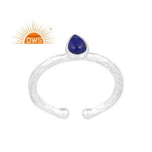 Hot Selling Fine Sterling Silver Natural Lapis Lazuli Gemstone <b>Adjustable</b> <b>Ring</b> Custom Jewelry Manufacturer - Product Image 1