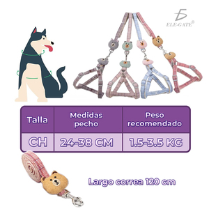 Pettorina di Lusso per Cani con Design Orsetto Kawaii XL/XXL, Guinzaglio in Poliestere con Fantasie a Quadri e Tinta Unita, Traspirante e Personalizzabile per Passeggiate con il Cane - Product Image 6