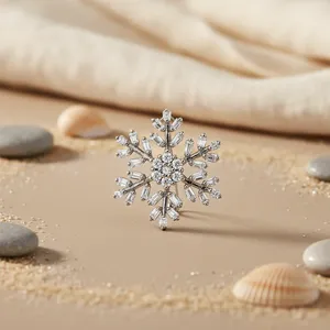 Women's Silver Snowflake <b>Crystal</b> Pendant Elegant <b>Jewelry</b> with Intricate Detail - Product Image 2