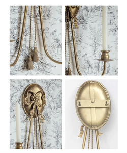 Candelabro Decorativo para el Hogar, Hecho a Mano, Ecológico, de Latón Dorado con Cinta Francesa, Personalizable con Estampado, para Bodas y Pascua, para Fuego Real - Product Image 4