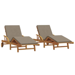 Chaise longue d'extérieur en teck massif avec dossier réglable, coussin épais et roues arrière pour utilisation au bord de la piscine, dans la cour ou à l'hôtel - Product Image 1