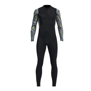 Traje de baño de una pieza con cremallera frontal de cuerpo completo transpirable para hombre, traje de baño de Primavera de poliéster/algodón - Product Image 1