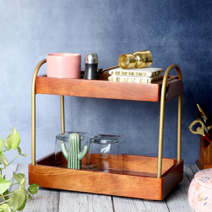 ชั้นวางจัดระเบียบอเนกประสงค์สีน้ำตาลอิฐสำหรับจัดเก็บเครื่องสำอางและที่วางแสดงสำหรับโต๊ะเครื่องแป้งห้องน้ำจากอินเดีย - Product Image 3