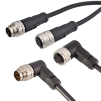 Conector IP67 Impermeable M16 Blindado Moldeado de 2, 3, 5, 8, 19, 24 Pines, Macho y Hembra, Recto y en Ángulo Recto, PA66