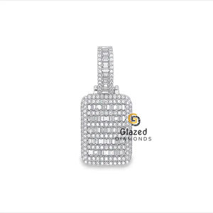 Adorable redondo y Baguette VVs Clarity Diamonds Iced Out Moissanite Hip Hop Mini 10Kt Colgante de oro blanco - Product Image 4