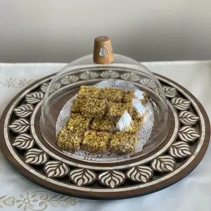 New Arrival High Quality Manufacture MOP Inlay <b>Round</b> Wooden <b>Tray</b> for Ramadan Holiday Made in Vietnam - Product Image 3