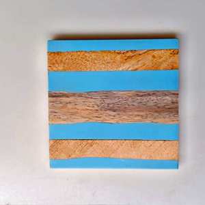 1 Hot Selling <b>Wooden</b> Marble Resin Customized Coaster Set with Natural & Customized Color Made in India - Product Image 3