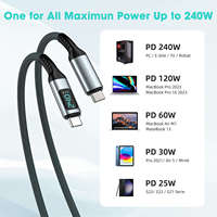 Kabel Proyeksi 8K USB 3.2 Thunderbolt Tipe-C Dua Sisi 10Gbps PD 240W Pengisian Cepat PVC Kompatibel dengan Ponsel & Komputer