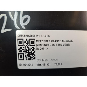 Pannello Tachigrafo Mercedes Classe B W246 2a Serie A2469006211 (12>) - Product Image 6