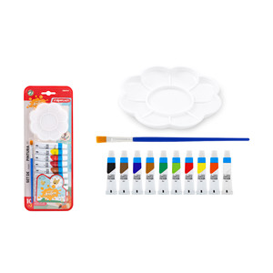 Juego de 10 tubos de pintura acrílica de 6ml cada uno con 1 pincel y 1 paleta para entusiastas del arte - Product Image 1