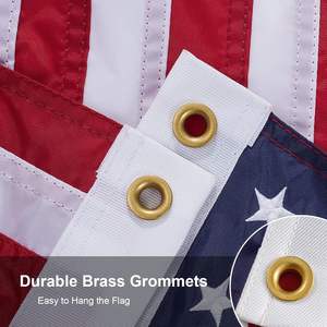 Drapeau américain 12x18 pouces, fabriqué aux États-Unis, brodé, 50 étoiles, fanion nautique, petit bateau, polyester, 2 attaches en laiton robustes - Product Image 2