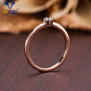 Lab-Stone Party Wear Anillo de diamantes 0,08 TDW Diamante de corte redondo 18kt Oro Rosa Color DE LA EF-VS - Product Image 5