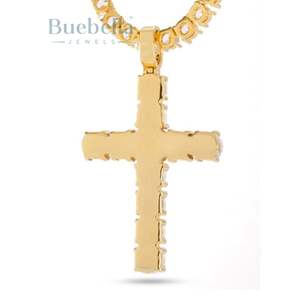 Luxe Hommes Style Hip Hop Cubain Lien Chaîne Glacé Tennis Croix Pendentif Nom Personnalisé Diamant Bling Moissanite Pendentifs Charmes - Product Image 2