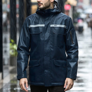 100% Polyester Spandex Waterproof Rain Jackets Men <b>Windbreaker</b> Rain Long Coat Men's Zipper Wind Breaker Jacket Mens - Product Image 4