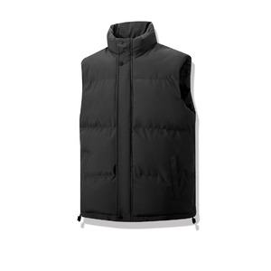Men's Slim Fit Stand Collar Hooded Sleeveless Bomber <b>Jacket</b> Casual Waistcoat Warmth Winter Canvas Fabric Formal Style Reversible - Product Image 1