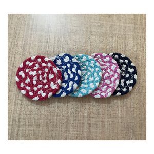 Sets de dessous-de-plat en coton tressé faits à la main 12x12 cm - Sets de table écologiques naturels pour la salle à manger, réversibles rustiques - Product Image 5