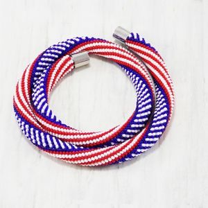 Personnalisé 4 juillet drapeau américain perlé collier de perles de rocaille Style patriotique fabriqué aux états-unis bijoux de vacances avec des chaînes - Product Image 4