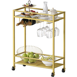 Carrito de metal ecológico con tapas de cristal para uso doméstico y hotelero Chapado en oro de gran capacidad de la India a precio mayorista - Product Image 5